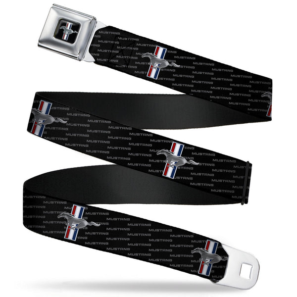 buckle down Ford Mustang Emblem Seatbelt Belt - Ford Mustang w/Bars REPEAT w/Text Webbing