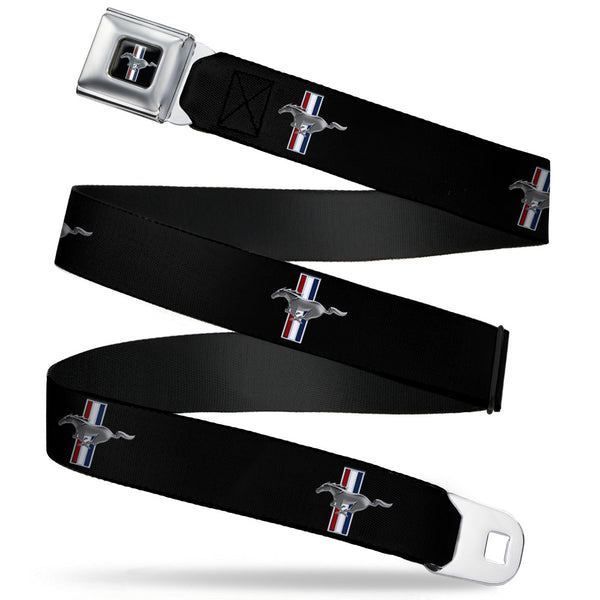 buckle down Ford Mustang Emblem Seatbelt Belt - Ford Mustang w/Bars Logo REPEAT Webbing