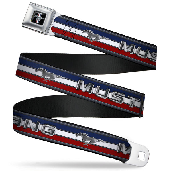 buckle down Ford Mustang Emblem Seatbelt Belt - Mustang/Text w/Tri-Bar Stripe Webbing