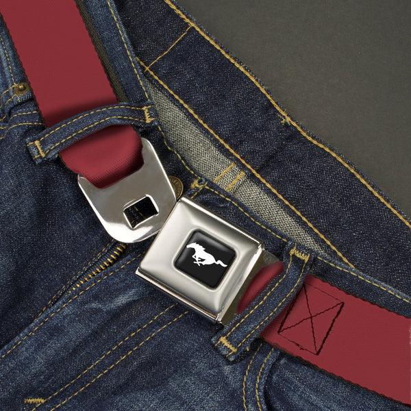 Buckle Down Ford Mustang Seatbelt Belt - Burgundy Webbing