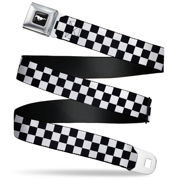 buckle down Ford Mustang Seatbelt Belt - Checker Black/White Webbing
