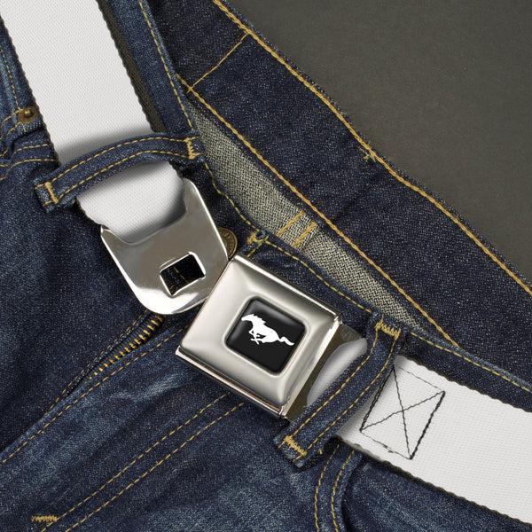 Buckle Down Ford Mustang Seatbelt Belt - White Webbing