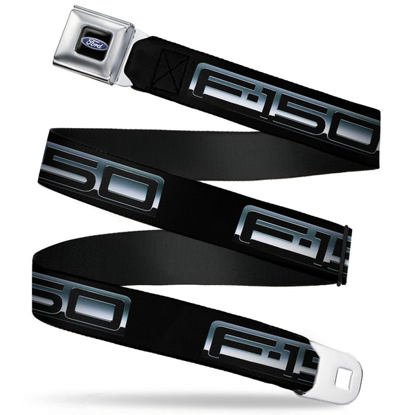 buckle down Ford Oval Full Color Black Blue Seatbelt Belt - F-150 Emblem Black/Silver-Fade Webbing