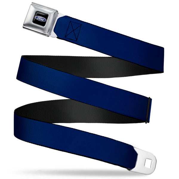 buckle down Ford Oval Full Color Black/Blue Seatbelt Belt - Navy Webbing