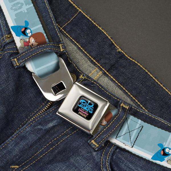 Buckle Down FOSTER'S HOME FOR IMAGINARY FRIENDS Title Logo Black/Multi Color Seatbelt Belt - Foster's Home For Imaginary Friends Mac And Bloo Pose Blues Webbing