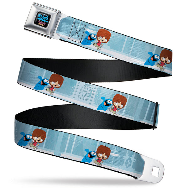 buckle down FOSTER'S HOME FOR IMAGINARY FRIENDS Title Logo Black/Multi Color Seatbelt Belt - Foster's Home for Imaginary Friends Mac and Bloo Pose Blues Webbing