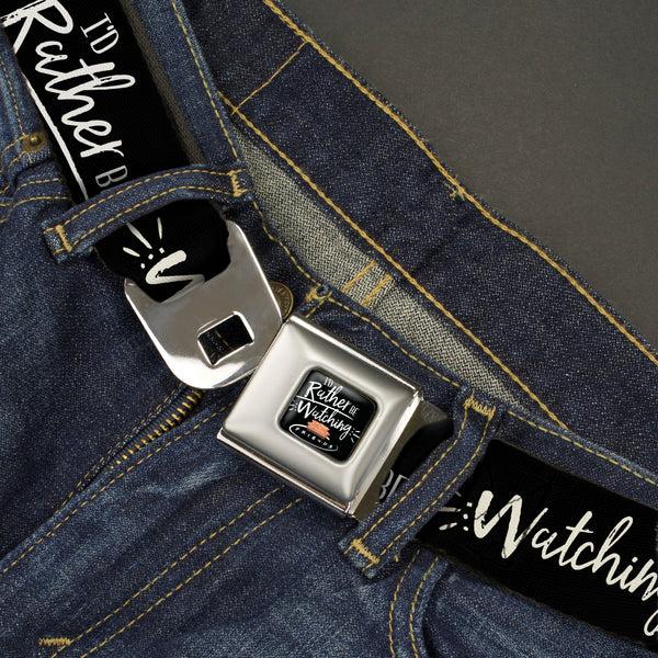 Buckle Down Friends Couch I'D RATHER BE WATCHING FRIEND THE TELEVISION SERIES Full Color Black/White/Multi Color Seatbelt Belt - Friends I'D RATHER BE WATCHING FRIEND THE TELEVISION SERIES Black/White/Multi Color Webbing