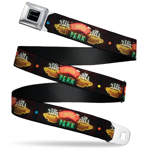 buckle down FRIENDS Logo Full Color Black/White/Multi Color Seatbelt Belt - Friends CENTRAL PERK Neon Sign Webbing