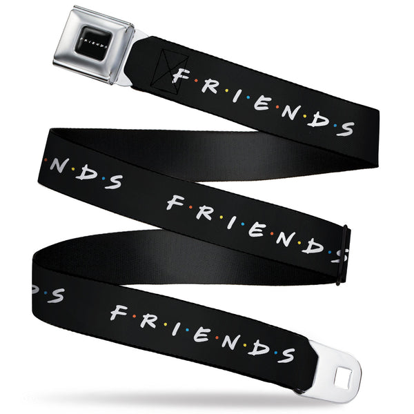 buckle down FRIENDS Logo Full Color Black/White/Multi Color Seatbelt Belt - FRIENDS Logo Black/White/Multi Color Webbing