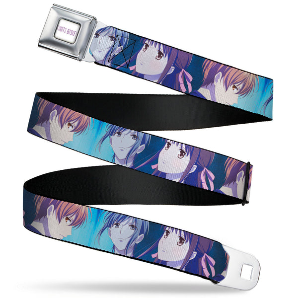 buckle down FRUITS BASKET Title Logo Full Color White/Purple Seatbelt Belt - Fruits Basket Yuki Tohru Kyo Final Season Group Pose Blues Webbing