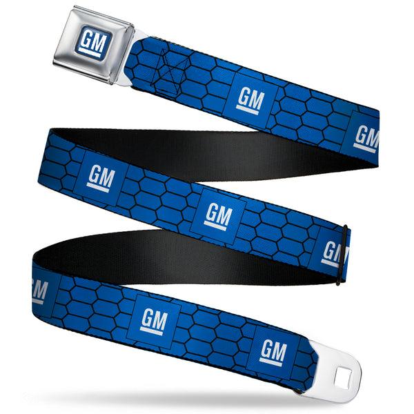 buckle down GM Bug Logo Full Color Blue Gradient/White Seatbelt Belt - GM Bug Logo Honeycomb Grill Blue/Black/White Webbing