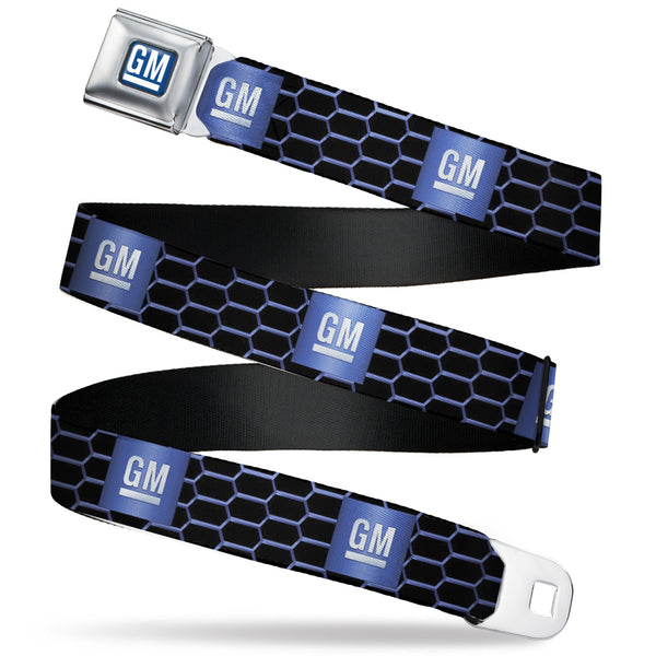 buckle down GM Bug Logo Full Color Blue Gradient/White Seatbelt Belt - GM Bug Logo Honeycomb Grill Black/Blues/White Webbing