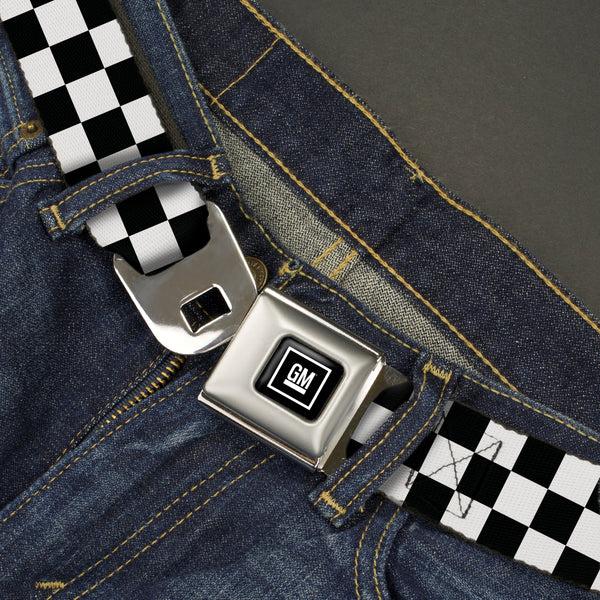 Buckle Down GM Seatbelt Belt - Checker Black/White Webbing
