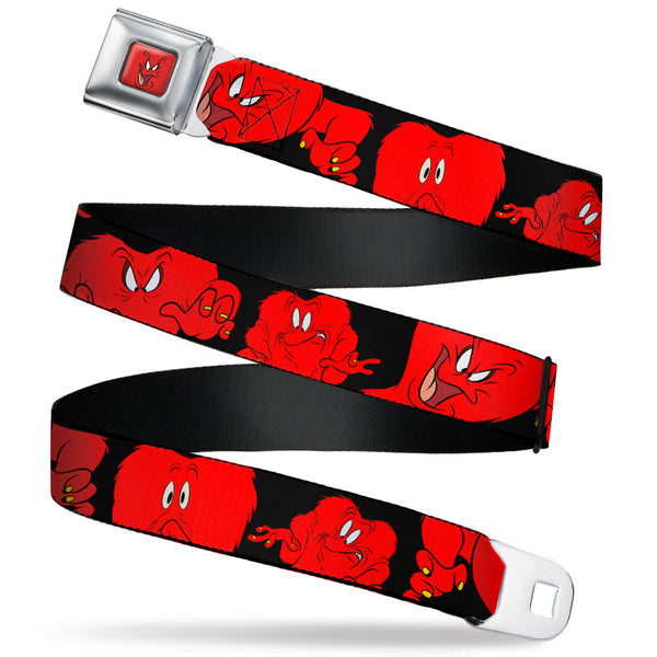 buckle down Gossamer Expression CLOSE-UP Full Color Red Seatbelt Belt - Gossamer 6-Poses Black/Red Webbing