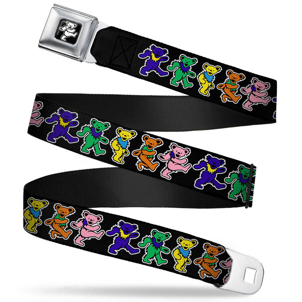 buckle down Grateful Dead Bear Seatbelt Belt - Dancing Bears Black/Multi Color Webbing