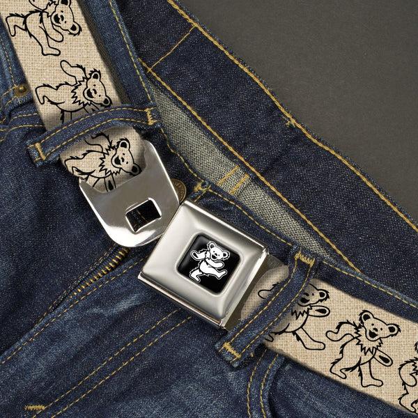 Buckle Down Grateful Dead Bear Seatbelt Belt - Dancing Bears Hemp/Black Webbing