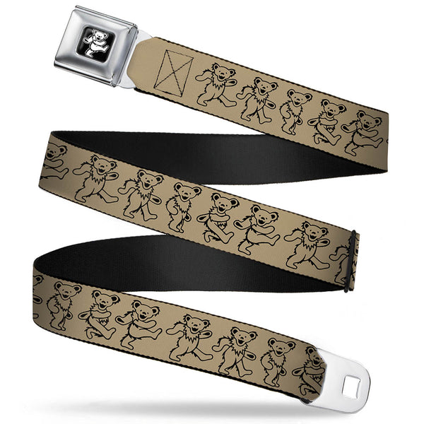buckle down Grateful Dead Bear Seatbelt Belt - Dancing Bears Tan/Black Webbing