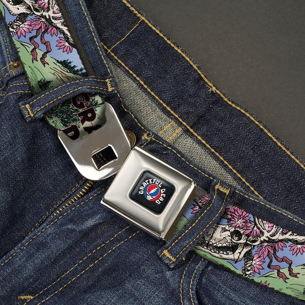 Buckle Down GRATEFUL DEAD Text With Steal Your Face Logo Full Color Black Seatbelt Belt - Grateful Dead Dave's Picks Volume Nine Montana Cover Art Webbing