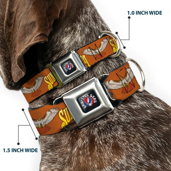 Buckle Down GRATEFUL DEAD Text With Steal Your Face Logo Full Color Black Seatbelt Buckle Collar - Grateful Dead SUNSHINE DAYDREAM Skeleton Orange