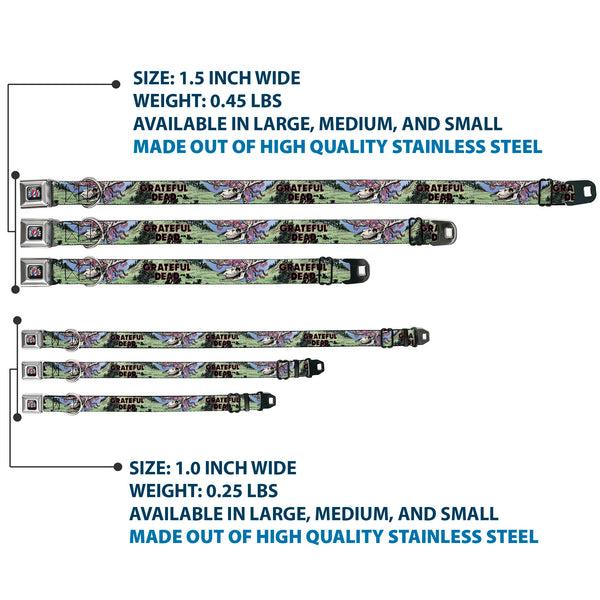 Buckle Down GRATEFUL DEAD Text With Steal Your Face Logo Full Color Black Seatbelt Buckle Collar - Grateful Dead Dave's Picks Volume Nine Montana Cover Art