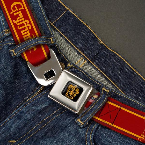 Buckle Down Gryffindor Crest Full Color Black/Gold Seatbelt Belt - GRYFFINDOR & Crest Stripe Reds/Gold Webbing