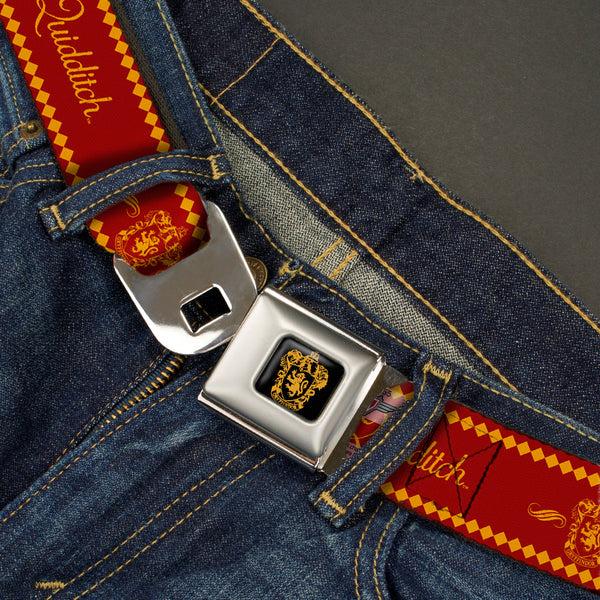 Buckle Down Gryffindor Crest Full Color Black/Gold Seatbelt Belt - TEAM QUIDDITCH/GRYFFINDOR Crest Red/Gold Webbing