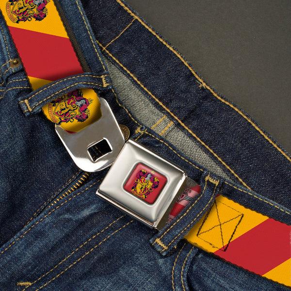 Buckle Down GRYFFINDOR Crest Full Color Red Seatbelt Belt - GRYFFINDOR Crest Diagonal Stripe Gold/Red Webbing