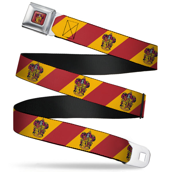 Buckle Down GRYFFINDOR Crest Full Color Red Seatbelt Belt - GRYFFINDOR Crest Diagonal Stripe Gold/Red Webbing