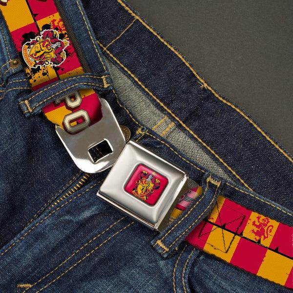 Buckle Down Gryffindor Crest Full Color Red Seatbelt Belt - Gryffindor Crest POTTER 07 Checker Gold/Red Webbing