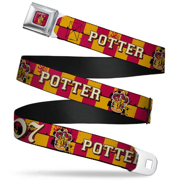 buckle down Gryffindor Crest Full Color Red Seatbelt Belt - Gryffindor Crest POTTER 07 Checker Gold/Red Webbing