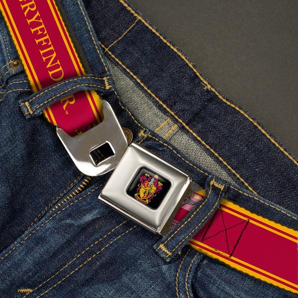 Buckle Down Gryffindor Crest Full Color Seatbelt Belt - GRYFFINDOR/Crest Stripe Gold/Red Webbing