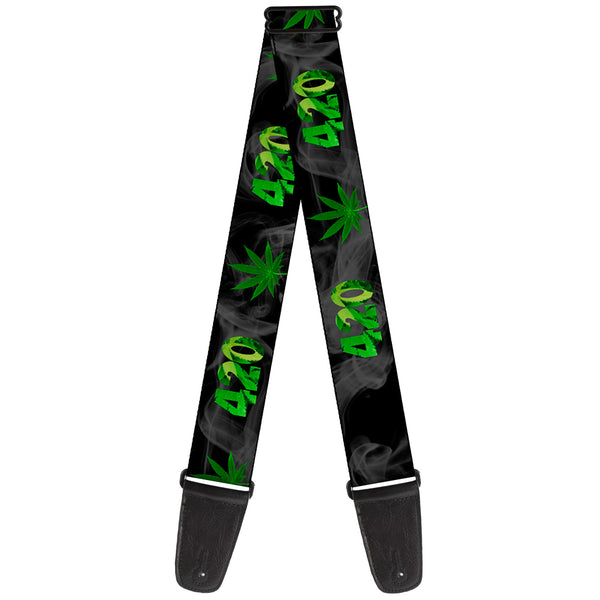 buckle down Guitar Strap - 420/Pot Leaf Black/Smoke/Green