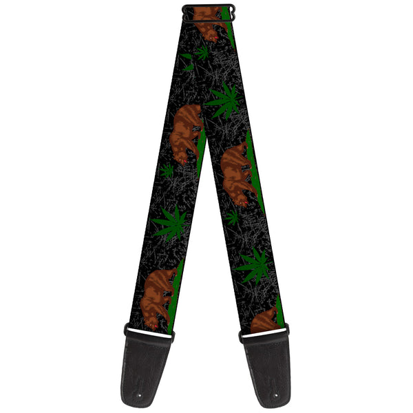 buckle down Guitar Strap - Cali Bear/Pot Leaf Black/Gray/Green
