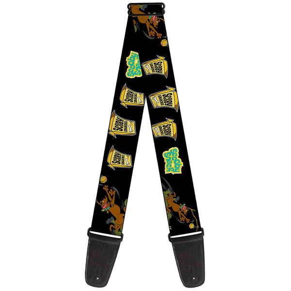 buckle down Guitar Strap - Chasing Scooby Snacks Black