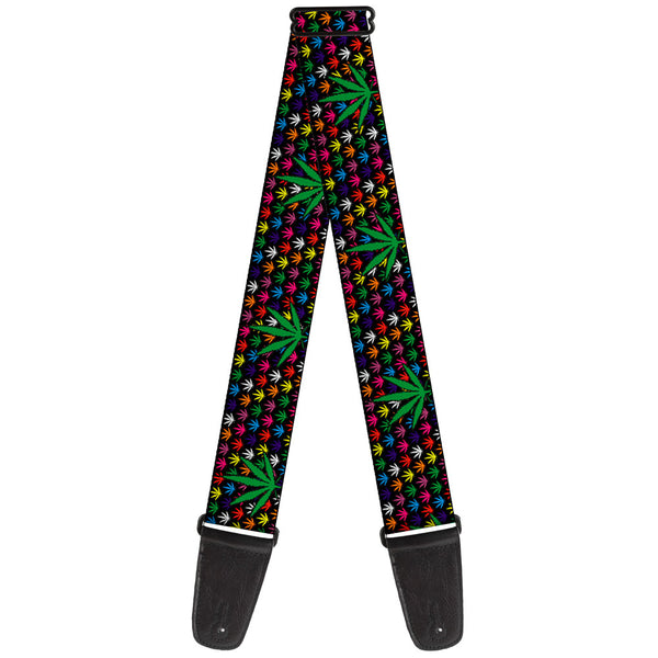buckle down Guitar Strap - Marijuana Garden Black/Multi Color