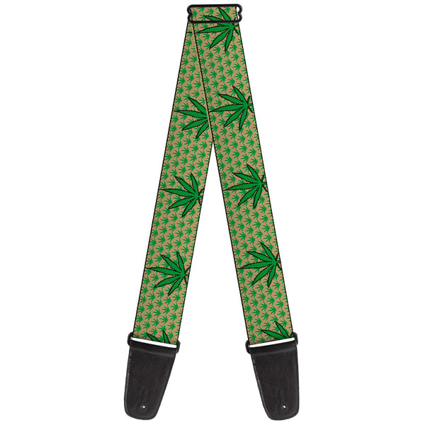 buckle down Guitar Strap - Marijuana Garden Tan/Green