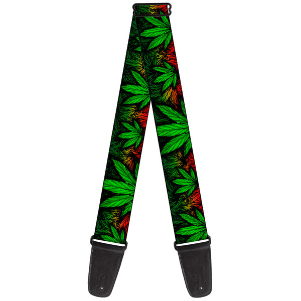 buckle down Guitar Strap - Marijuana Haze Rasta/Black