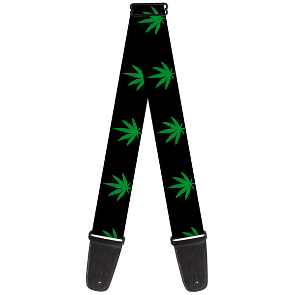 buckle down Guitar Strap - Marijuana Leaf Repeat Black/Green
