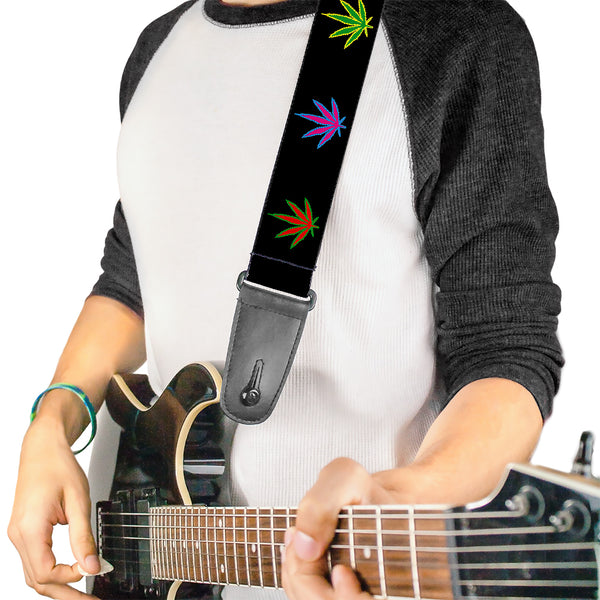 Buckle Down Guitar Strap - Marijuana Leaf Repeat Black/Multi Color