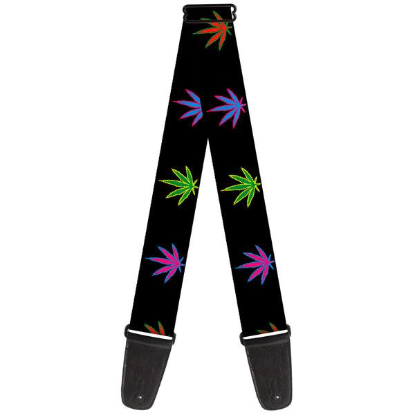 buckle down Guitar Strap - Marijuana Leaf Repeat Black/Multi Color