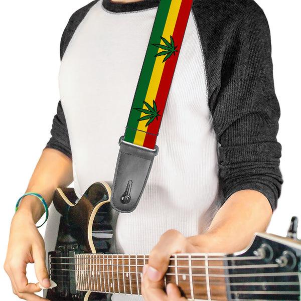 Buckle Down Guitar Strap - Marijuana Leaf Repeat Rasta