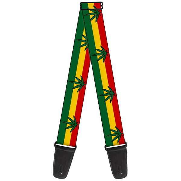 buckle down Guitar Strap - Marijuana Leaf Repeat Rasta