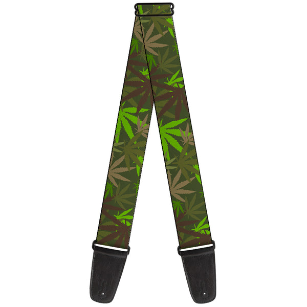 buckle down Guitar Strap - Marijuana Leaves Stacked Browns/Greens buckle down Guitar Strap - Marijuana Leaves Stacked Browns/Greens