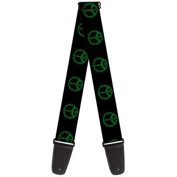 buckle down Guitar Strap - Marijuana Peace Repeat Black/Green