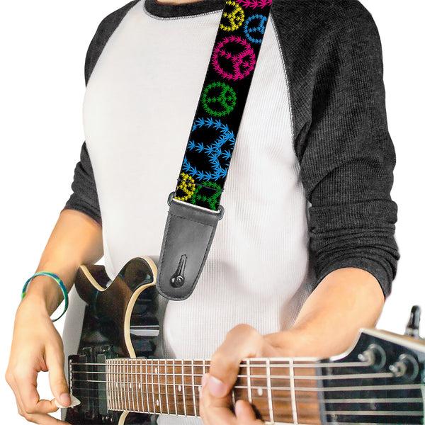 Buckle Down Guitar Strap - Multi Marijuana Peace Black/Multi Color