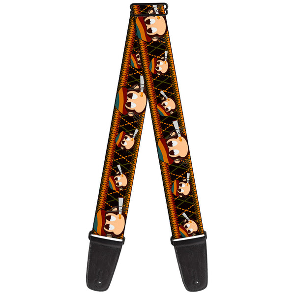 buckle down Guitar Strap - Multi Smoking Monkey Argyle Brown