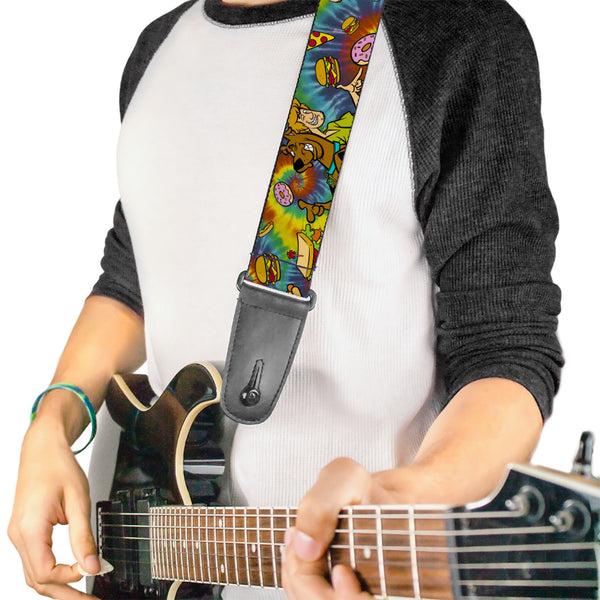 Buckle Down Guitar Strap - Scooby Doo And Shaggy Poses/Munchies Tie Dye Multi Color