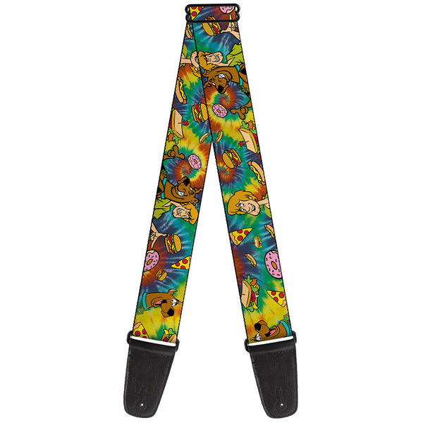 buckle down Guitar Strap - Scooby Doo and Shaggy Poses/Munchies Tie Dye Multi Color