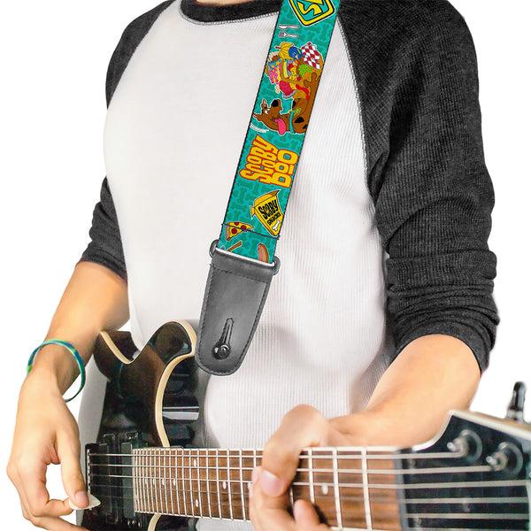 Buckle Down Guitar Strap - Scooby Doo & Snacks Bone Monogram Blues