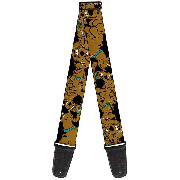 buckle down Guitar Strap - Scooby Doo Stacked CLOSE-UP Black